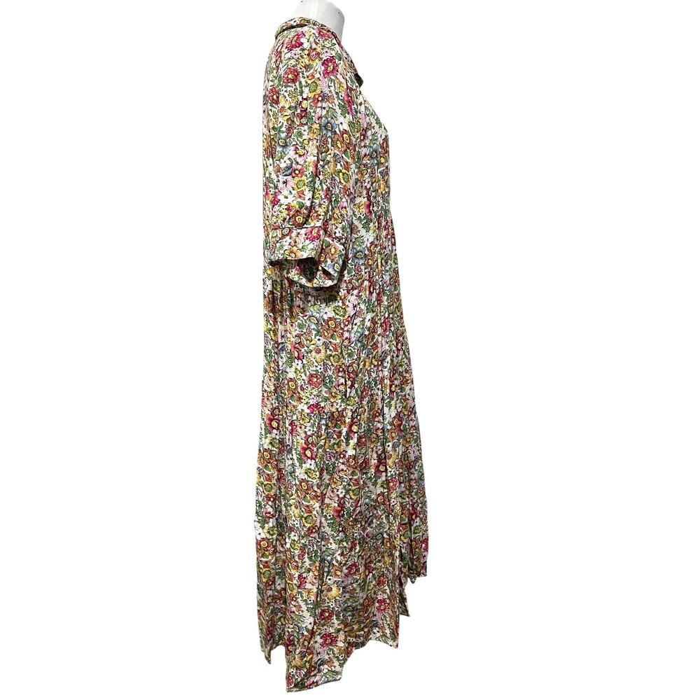 Natural Life Rebecca Tiered Midi Dress Flowy Floral Cottage Boho Pockets XXL - Picture 8 of 10